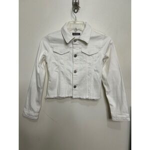DL1961 Denim Jacket Cropped Frayed Hem White Jean Jacket Kids Size M‎